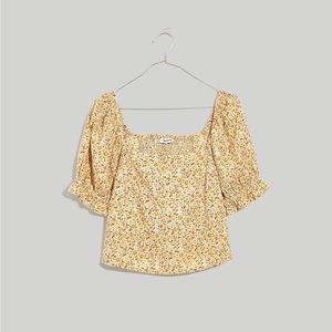 Madewell Hopewell Puff-Sleeve Crop Top in Cottage Garden - NWT - Size M